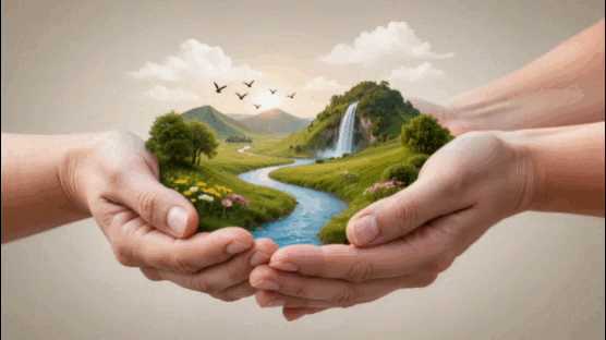 gif manos con paisaje